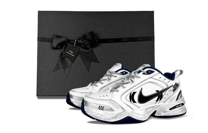 Nike Nike Air Monarch 4 Abrasion Resistant Low top Chunky Sneakers Unisex Black White Silver