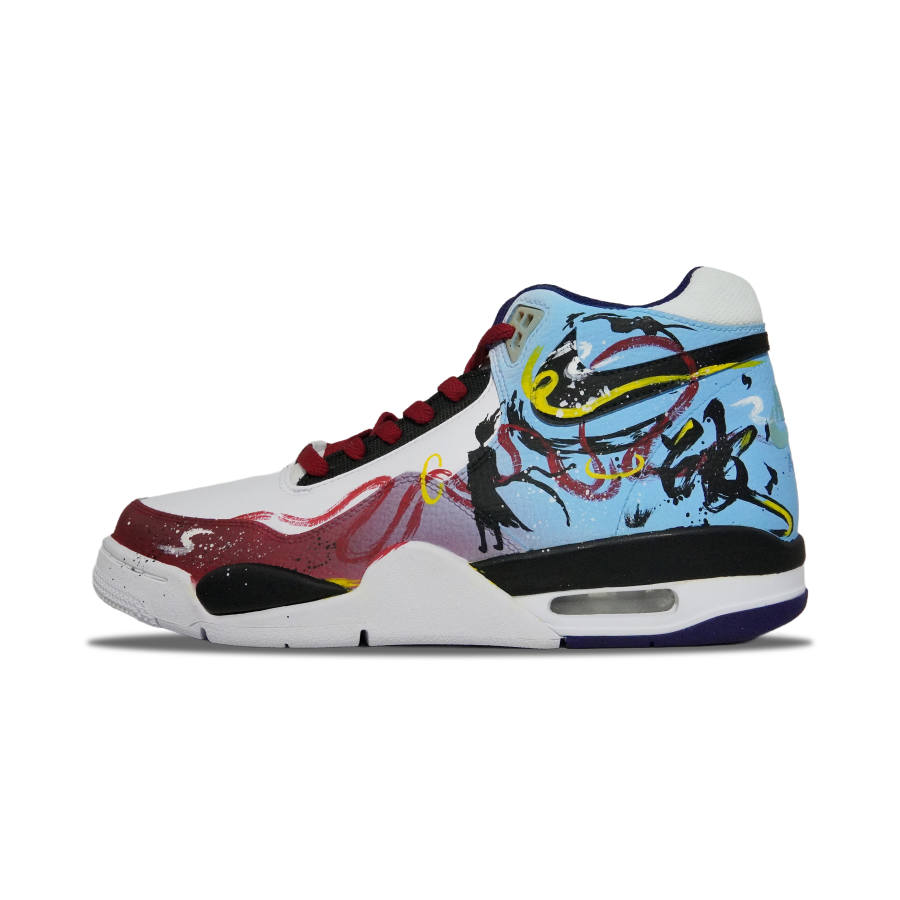 Nike Nike Flight Legacy Ne Zha Conquers The Sea Abrasion Resistant Mid top Vintage Basketball Shoes Men's White Blue