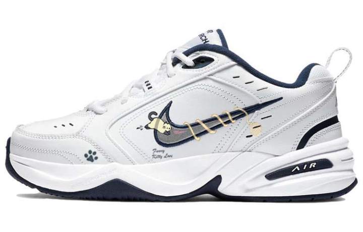 Nike Nike Air Monarch 4 Textile, Leather Cushioning Low top Chunky Sneakers Unisex Blue White