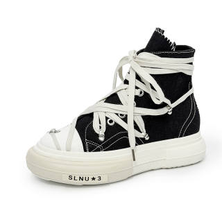 SLnU★3 Slip Resistant, Abrasion Resistant, Height Increasing High top Canvas Shoes Men's Black