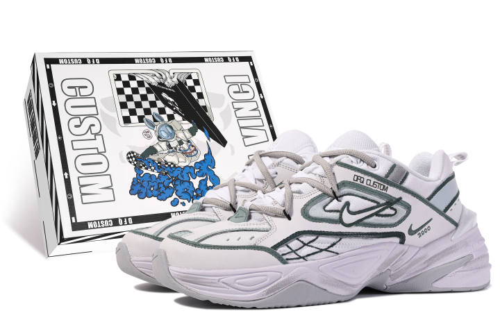 Nike Nike M2K Tekno Cushioning Slip Resistant Abrasion Resistant Balance Low top Chunky Sneakers Unisex White Green