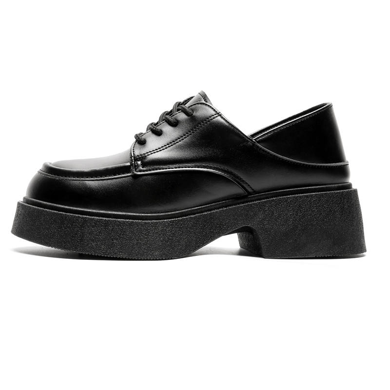 JKEM Casual Leather Shoes Unisex Low Top Black