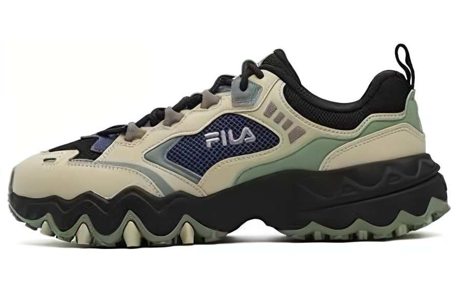FILA Cushioning, Wear Resistant Low top Chunky Sneakers Unisex Black Green