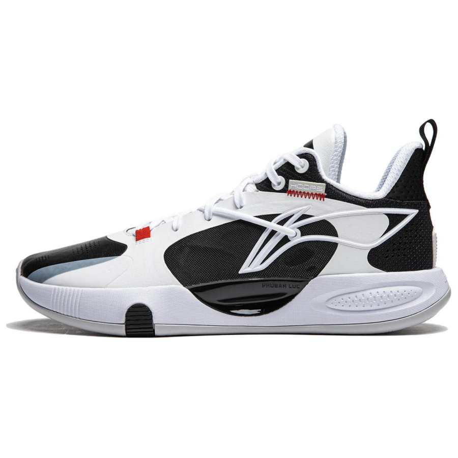 Li-Ning Li Ning Comfortable And Trendy Slip Resistant Abrasion Resistant Cushioning Low top Basketball Shoes Men's White Black