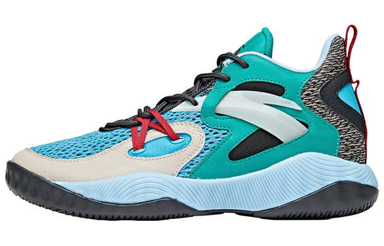 Anta Wind Tunnel 1 Slip Resistant, Abrasion Resistant, Lightweight Mid top Basketball Shoes Men's Blue Green