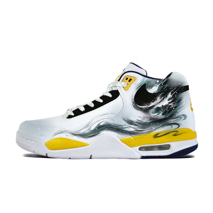 Nike Nike Flight Legacy Cloud Wave Gold Abrasion Resistant Breathable Mid top Vintage Basketball Shoes Unisex