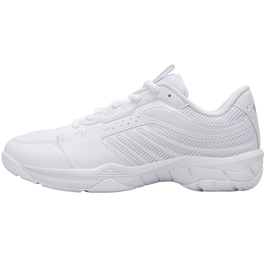 KUMPOO Versatile Cushioning Slip Resistant Breathable Coverage Support Low top Badminton Shoes Unisex White