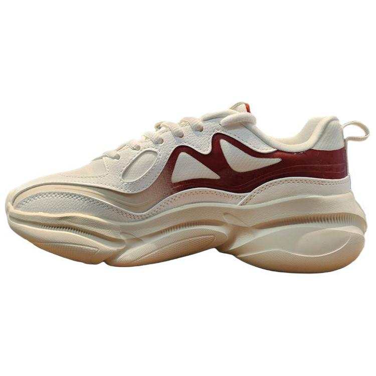 Erke Cushioning Slip Resistant Height Increasing Low top Chunky Sneakers Women's White Red