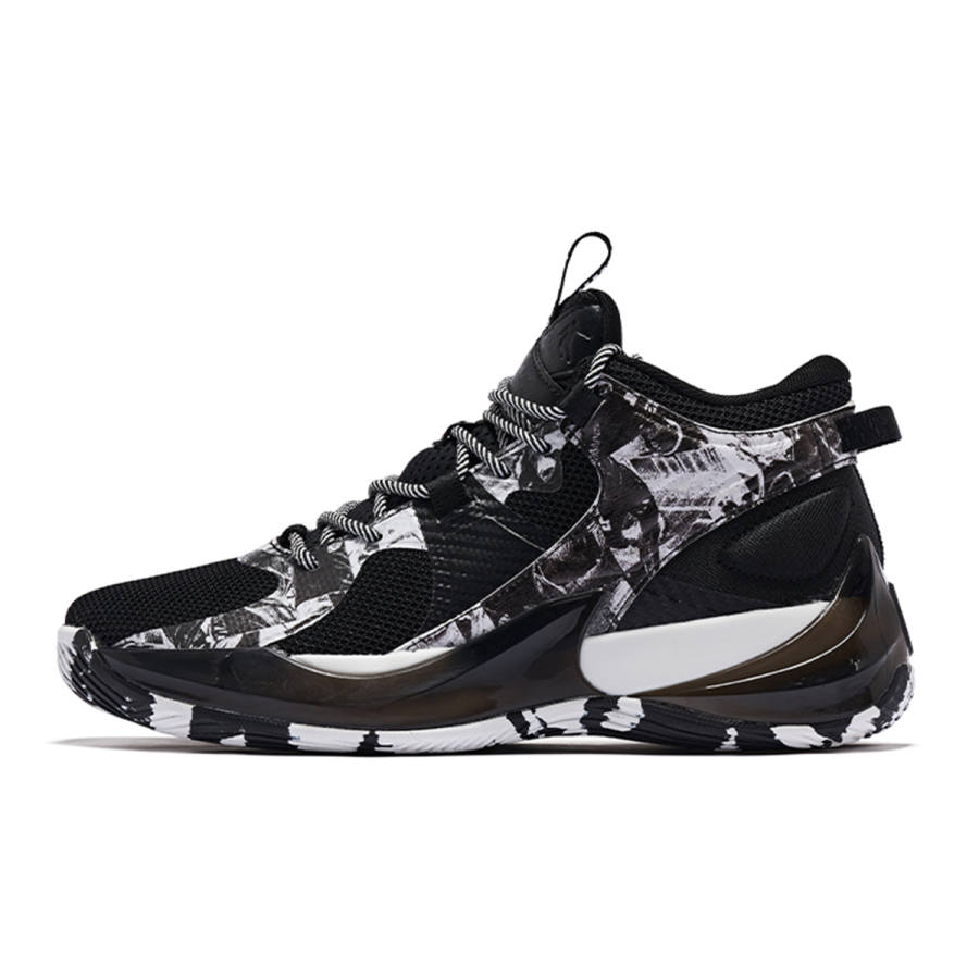 QIAODAN Slip Resistant, Abrasion Resistant, Breathable, Impact Resistant Low top Basketball Shoes Men's Black White