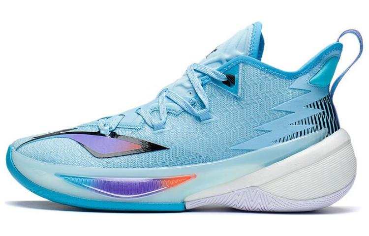 Li-Ning Li Ning Power 9 Basketball Shoes Men's Mid Top Light Blue/Black