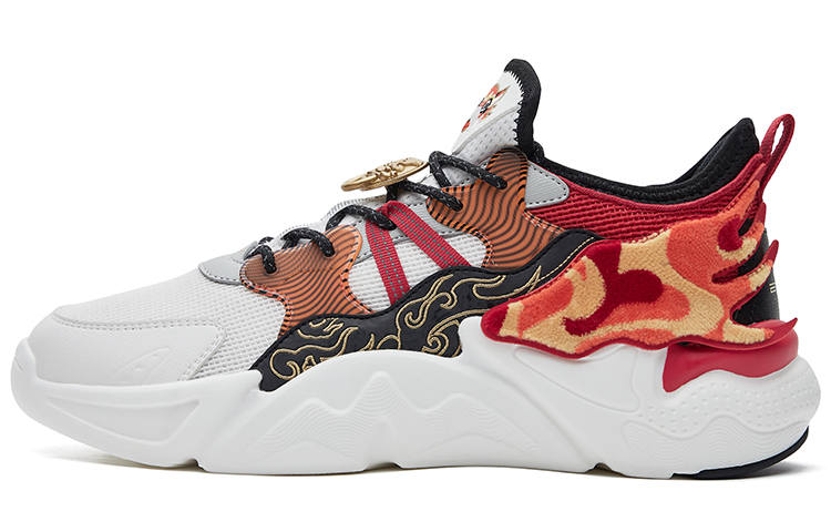 Erke Slip Resistant Abrasion Resistant Low top Chunky Sneakers Women's White Red