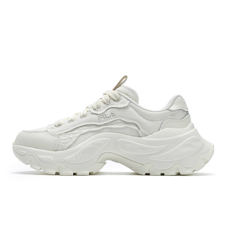 FILA SOFIA 4 Fish Bone Shoes Low top Canvas Shoes Women's White Silver