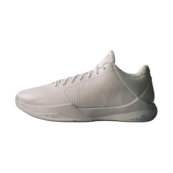 Nike Nike Zoom Kobe 5 Abrasion Resistant Low top Basketball Shoes Unisex White