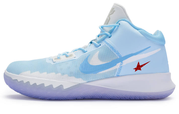 Nike Nike Flytrap 4 EP Abrasion Resistant Breathable Mid top Performance Basketball Shoes Men's White Blue