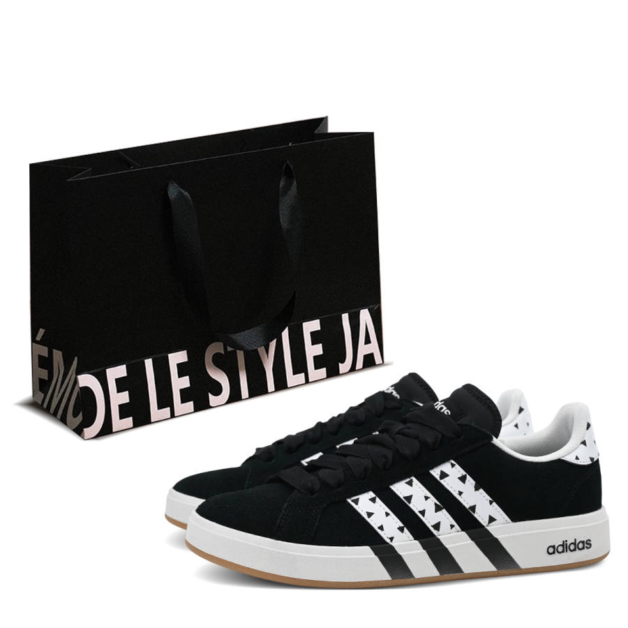 Adidas Adidas GRAND COURT Base 00s Black Diamond Shopping Bag Abrasion Resistant Low top Skateboard Shoes Unisex Beige Black