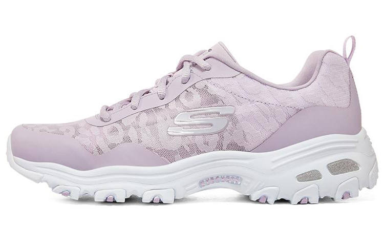 Skechers D'Lites 1.0 Mesh, Synthetic Leather Lace Up Low top Chunky Sneakers Women's Lavender