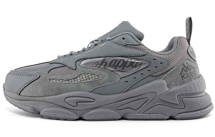 Kappa Textile, Leather Slip Resistant Abrasion Resistant Cushioning Low top Chunky Sneakers Unisex Contour Gray