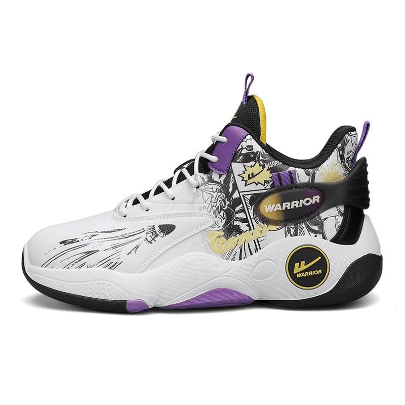 WARRIOR High top Basketball Shoes Men's White Black Purple