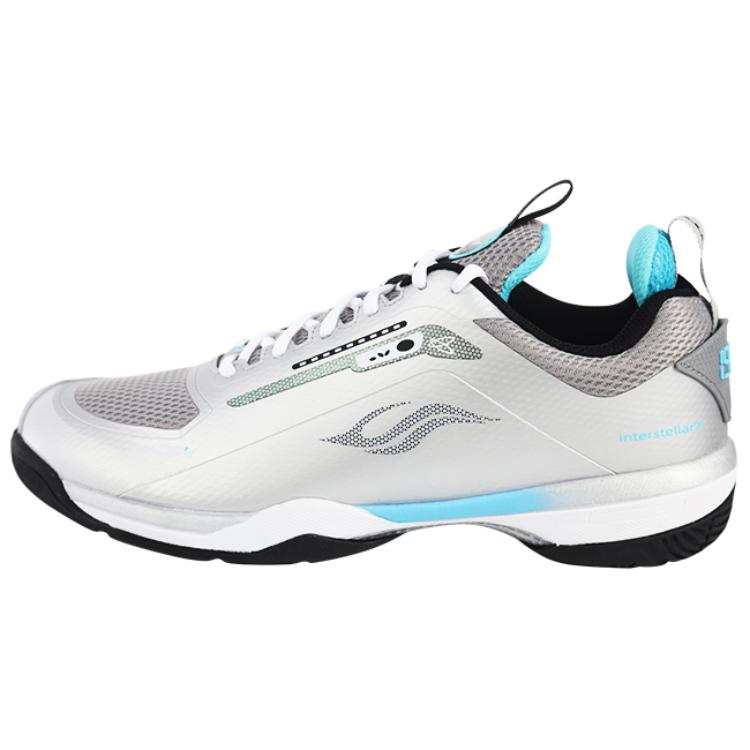 BONNY Slip Resistant Coverage Low top Badminton Shoes Unisex Silver Blue