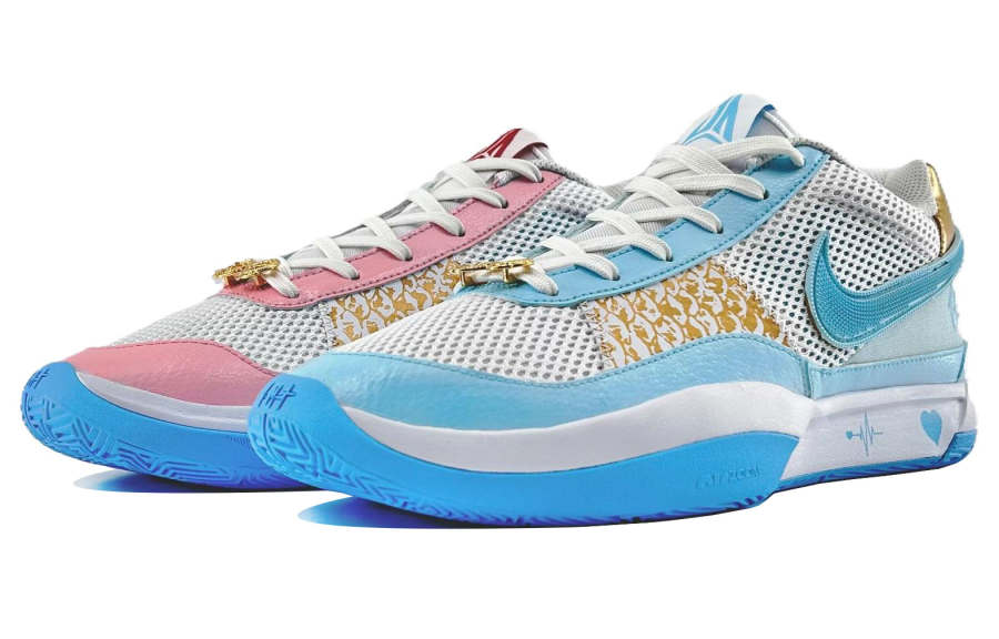Nike Nike Ja 1 Morant 1 Cushioning Slip Resistant Abrasion Resistant Low top Basketball Shoes Unisex Blue Pink
