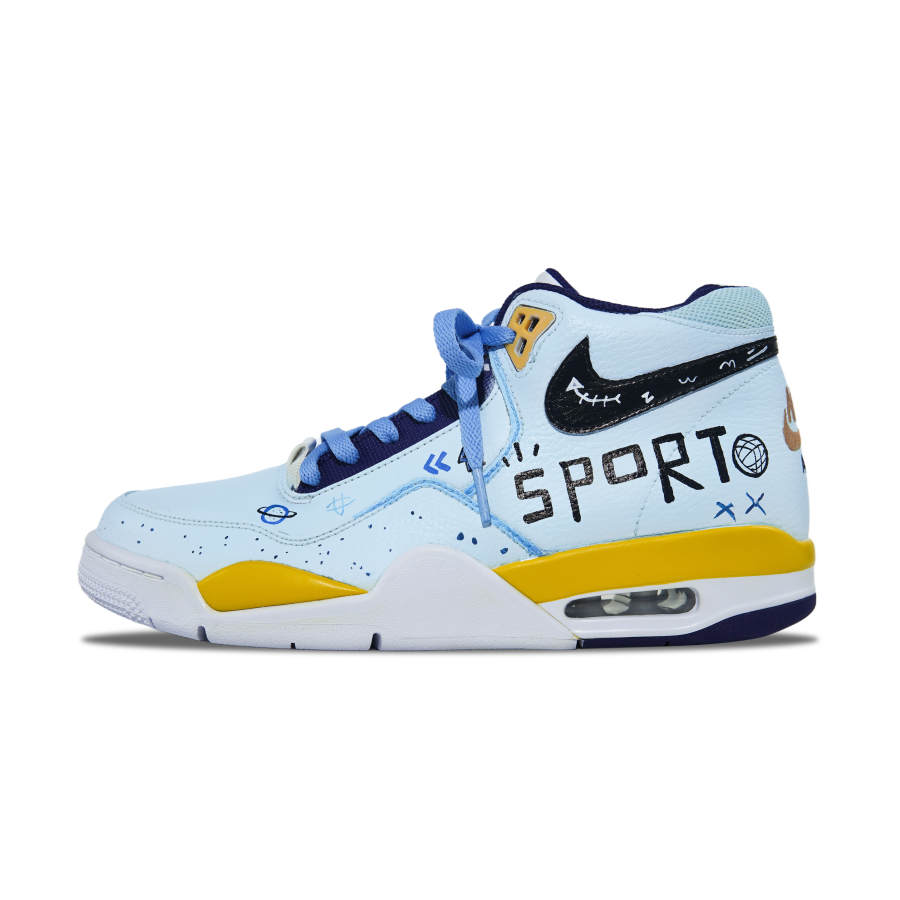 Nike Nike Flight Legacy Sports Fun Slip Resistant Abrasion Resistant Mid top Vintage Basketball Shoes Men's Light Blue