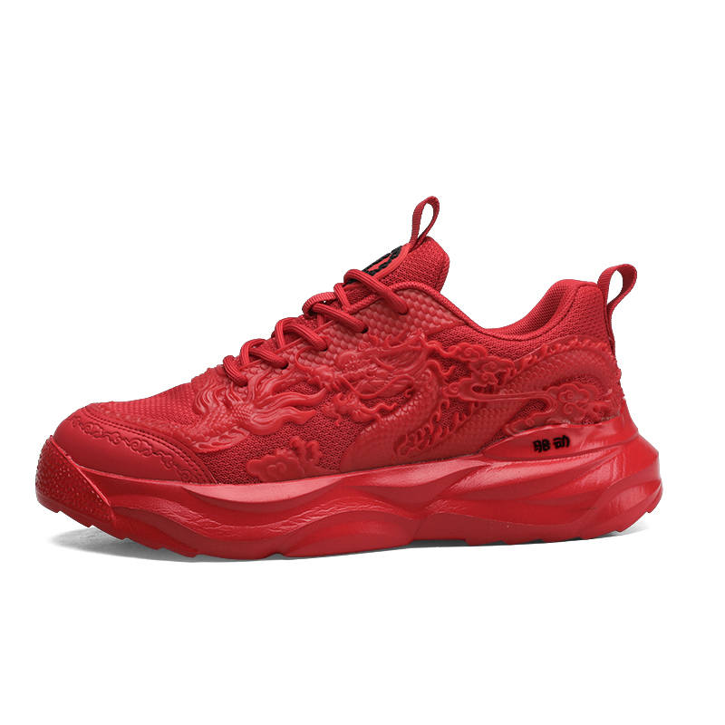 LUODONG Chinese Zodiac Dragon Lightweight Height Increasing Lightweight Height Increasing Low top Chunky Sneakers Men's