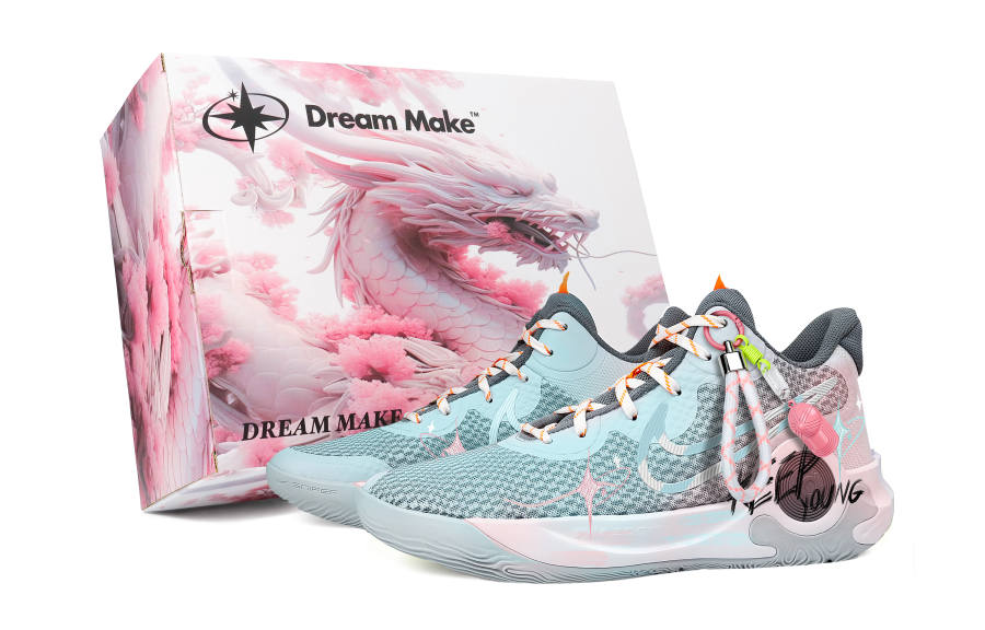 Nike Nike KD Trey 5 IX Slip Resistant Abrasion Resistant Mid top Basketball Shoes Unisex Blue Pink