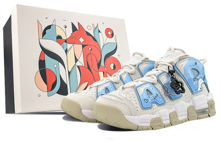 Nike Nike Air Max Uptempo Mid top Vintage Basketball Shoes GS White Blue