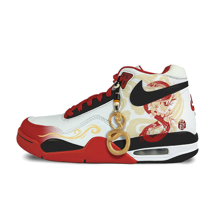 Nike Nike Flight Legacy Synthetic Leather Cushioning Mid top Vintage Basketball Shoes Unisex Red White