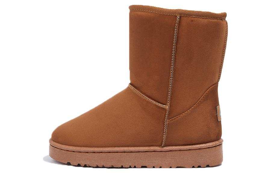Warrior Fabric Thickened And Fleece Lined, Comfortable And Versatile, Thermal Crew Snow Boots Women's Earth Yellow