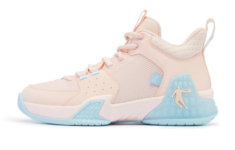 QIAODAN Killing Move 1.0 Low top Basketball Shoes Men's Cloud Pink Crescent Blue