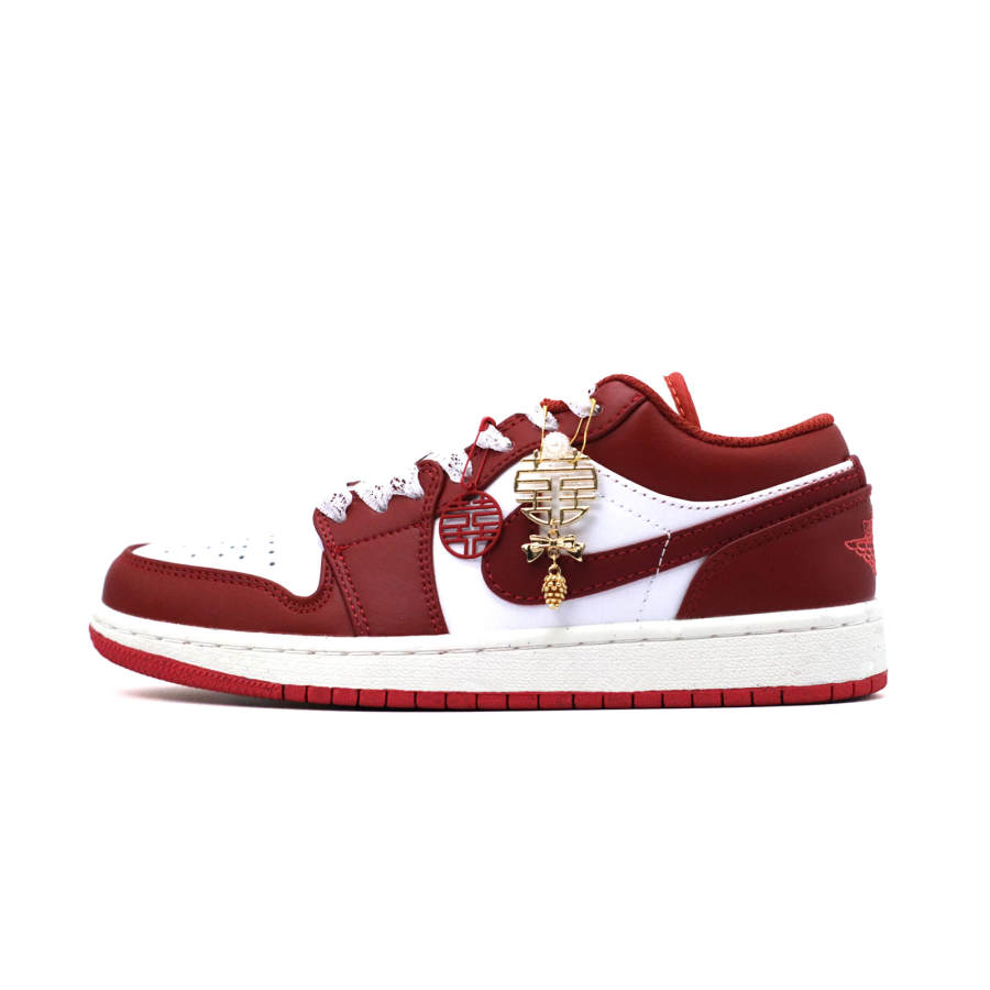 Jordan Jordan Air Jordan 1 Red Beauty Crow Steps 99 Abrasion Resistant Abrasion Resistant Low top Basketball Shoes Women's Red