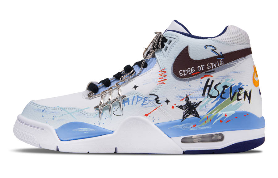 Nike Nike Flight Legacy City Of The Night Abrasion Resistant Mid top Vintage Basketball Shoes Men's White Blue