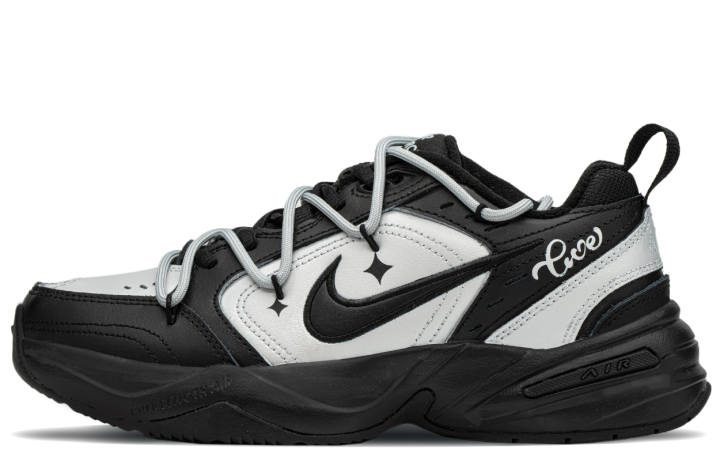 Nike Nike Air Monarch 4 Synthetic Leather, Leather Low top Chunky Sneakers Unisex Black Silver