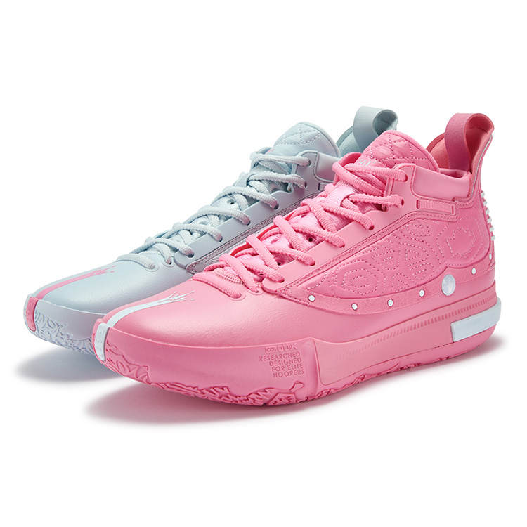 361° Joker 1 Nikola Jokic, Reverse High top Basketball Shoes Men's Blue Pink Mismatched