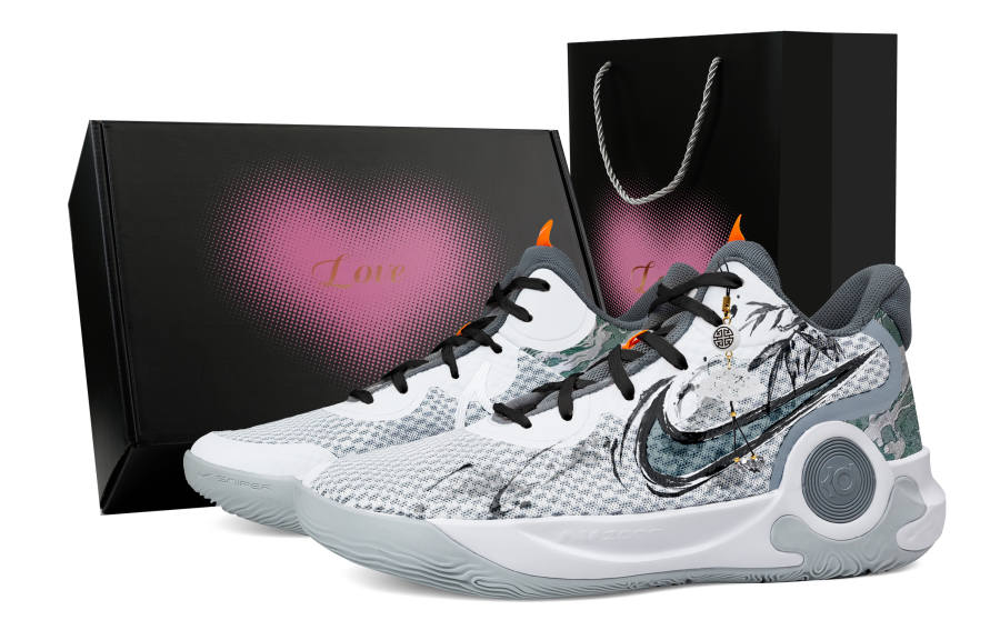 Nike Nike KD Trey 5 IX Bamboo Love Heart Gift Box Abrasion Resistant Mid top Basketball Shoes Unisex Light Gray