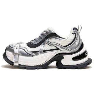 ABCICEY Chunky Sneakers Unisex Low Top Silver