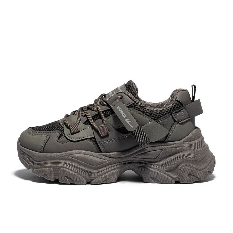 Warrior Height Increasing Abrasion Resistant Lightweight Low top Chunky Sneakers Women's Olive Green