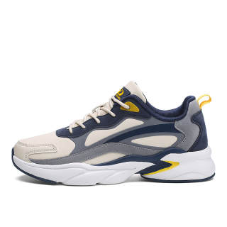 PALATIAL Chunky Sneakers Men's High Top Black White/Beige Yellow/Khaki
