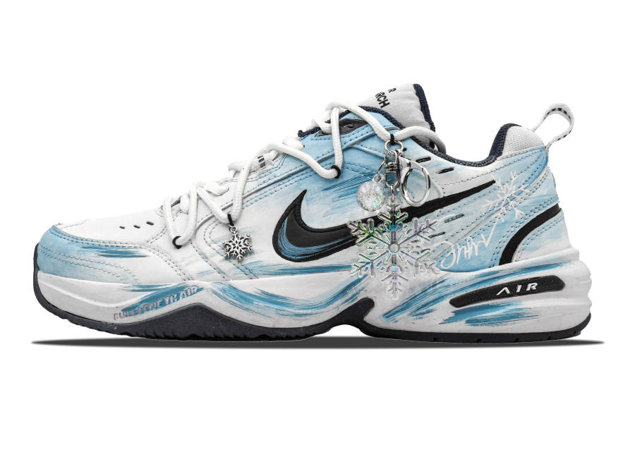Nike Nike Air Monarch 4 Textile, Synthetic Leather Abrasion Resistant Low top Chunky Sneakers Unisex Blue White