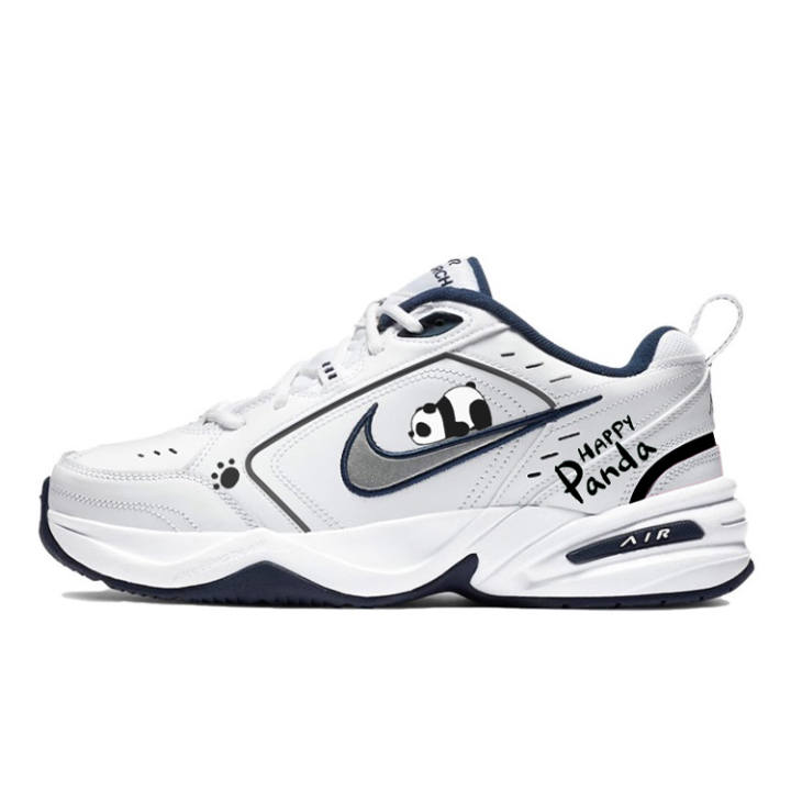 Nike Nike Air Monarch 4 White Navy Slip Resistant Abrasion Resistant Slip Resistant Abrasion Resistant Low top