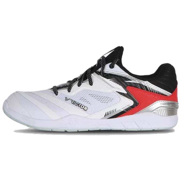 VICTOR Cushioning Abrasion Resistant Slip Resistant Low top Badminton Shoes Unisex White Black Red