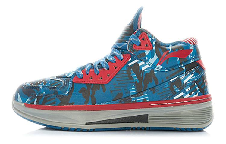 Li-Ning Li Ning WOW 2 Cushioning Slip Resistant Mid top Basketball Shoes Men's Blue Camouflage