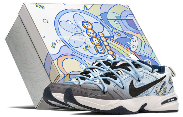 Nike Nike Air Monarch 4 PU Leather Low top Chunky Sneakers Unisex Blue Black