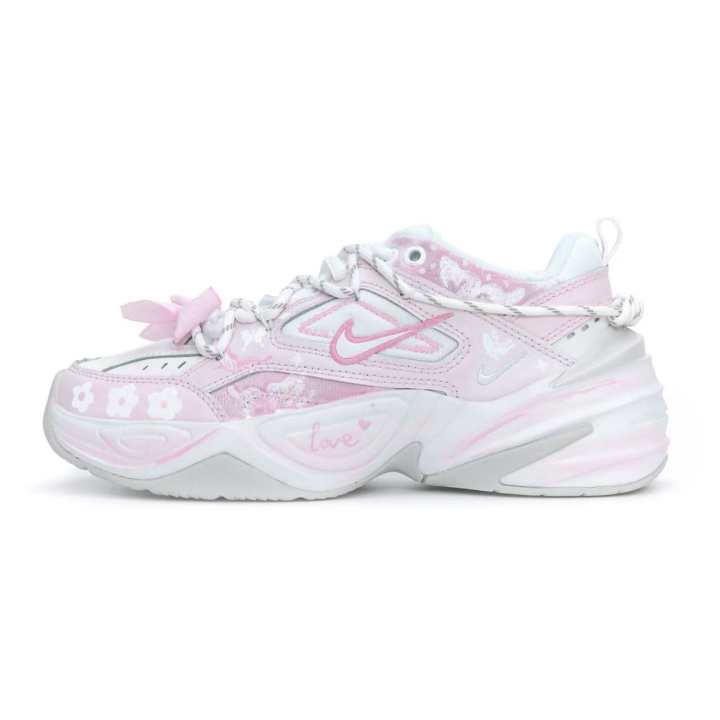 Nike Nike M2K Tekno Graceful Love Cushioning Abrasion Resistant Low top Chunky Sneakers Women's White Pink