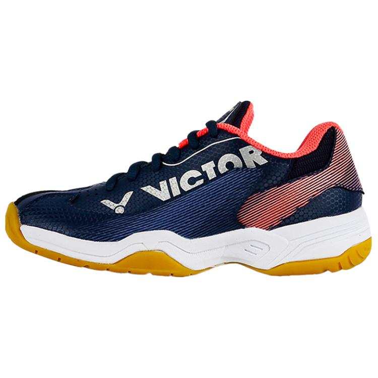 VICTOR Slip Resistant And Breathable Height Increasing Low top Badminton Shoes Women's Navy Blue Red