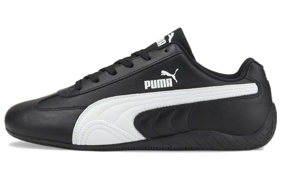PUMA Speedcat Shield Lth Cushioning Abrasion Resistant Lightweight Low top Training Shoes Unisex Black White