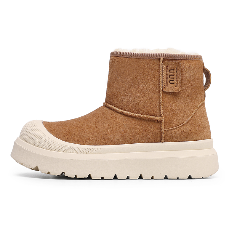 Angelmix Angelmi Short Snow Boots Unisex Beige Brown