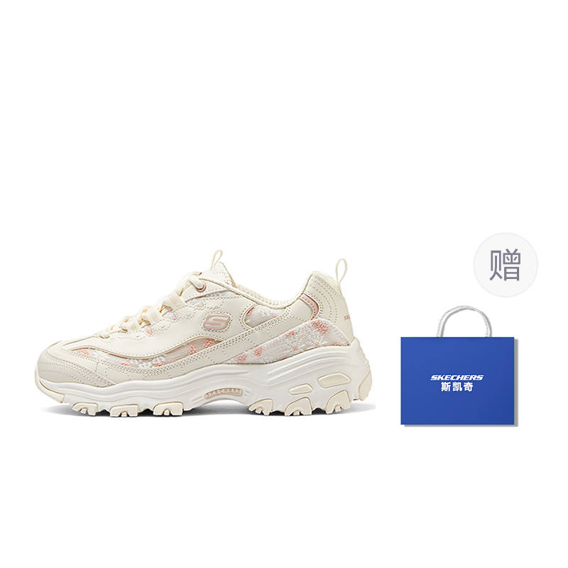 Skechers D'Lites 1.0 Flower Sea Bear Moisture Wicking Low top Chunky Sneakers Women's Rose Pink