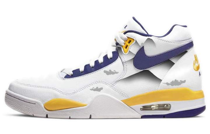 Nike Nike Flight Legacy Mid top Vintage Basketball Shoes Men's White Blue Yellow